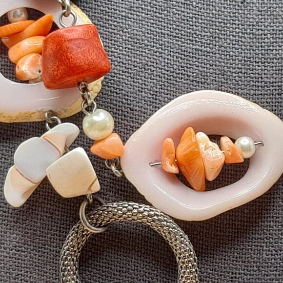 Chico's Shell Faux Pearl Stone Beaded Necklace, Two Strands, 20 Inches - Picture 5 of 11